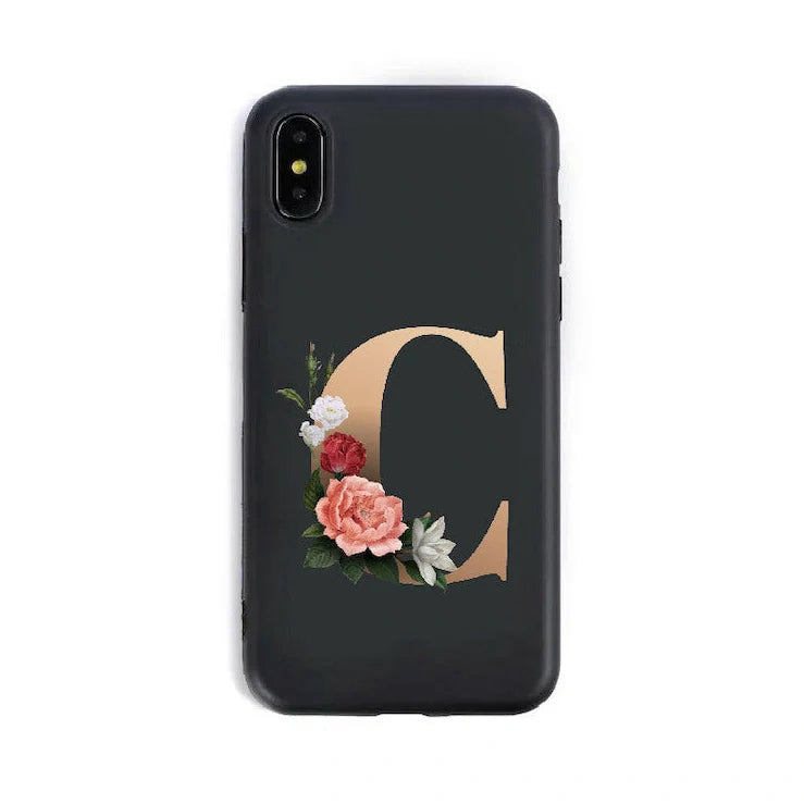 Alphabet silicone phone case showing individual letter design with TPU construction for iPhone protection
