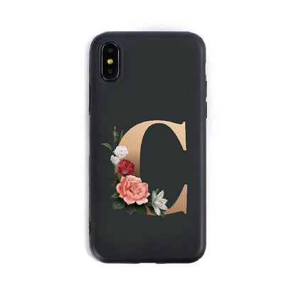 Alphabet silicone phone case showing individual letter design with TPU construction for iPhone protection