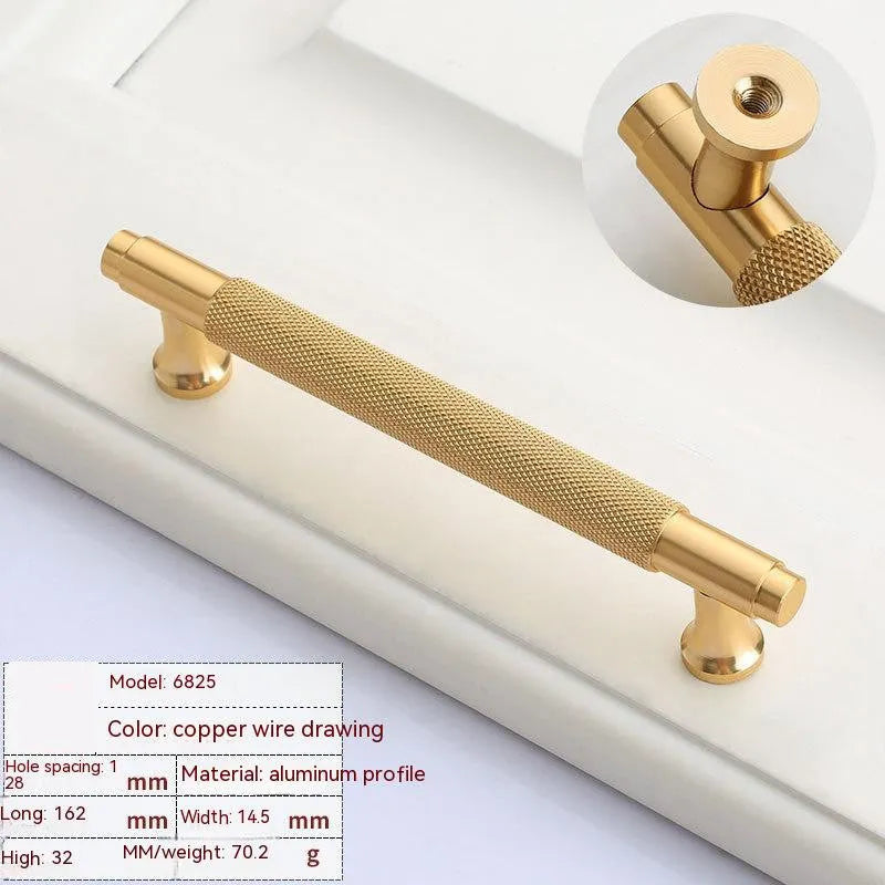 Brushed brass aluminium wardrobe handle in European style with oxidation finish.