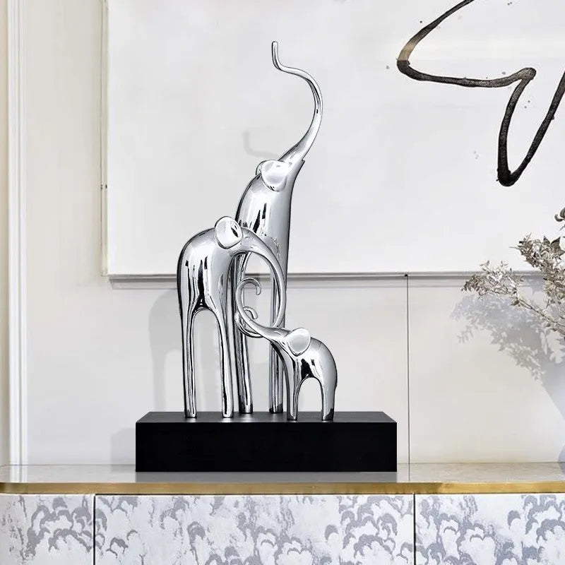 Fortune Bring Elephant resin decorative figurine in bright gold, rose gold, silver, or retro colour finishes.