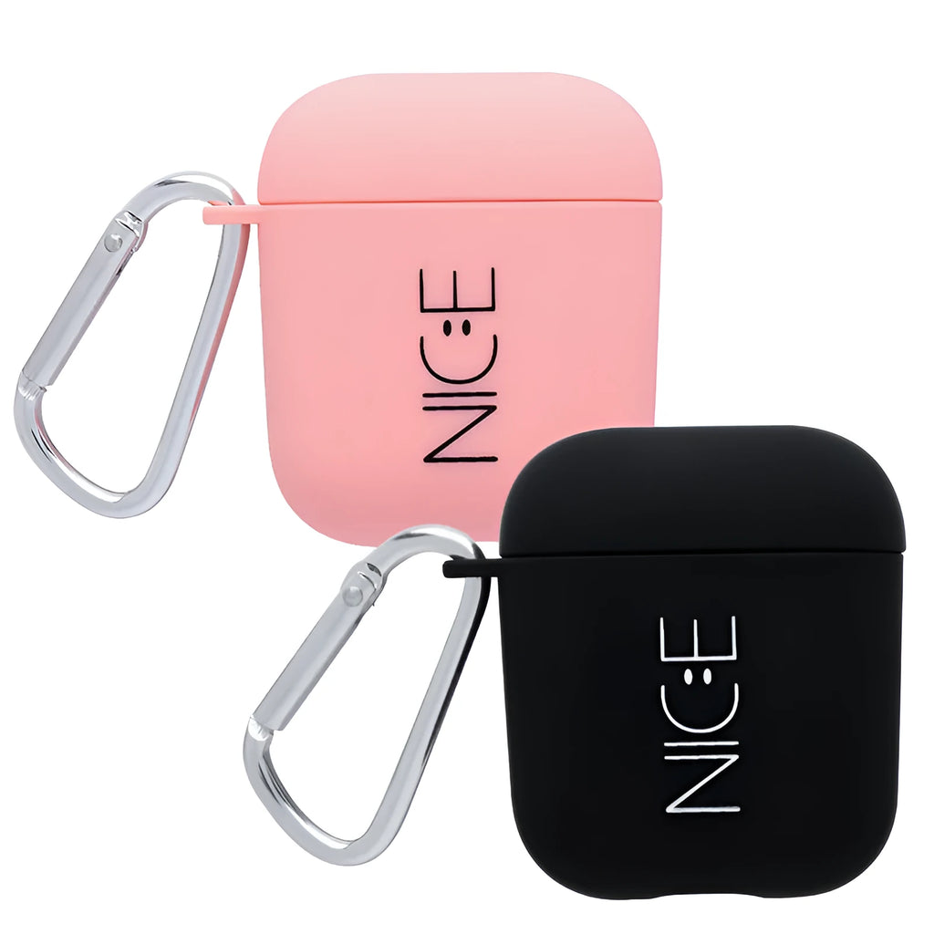 Apple AirPods PC back cover case with decorative designs in black and pink colours