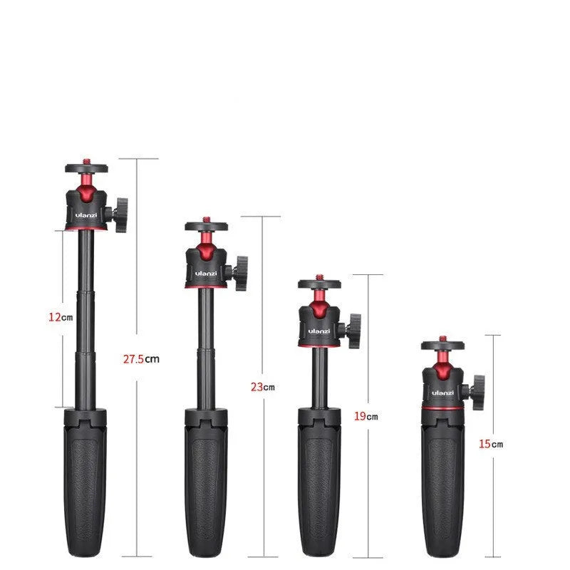 Compact aluminium desktop tripod for Apple iPhone and DJI sports cameras in black red colour