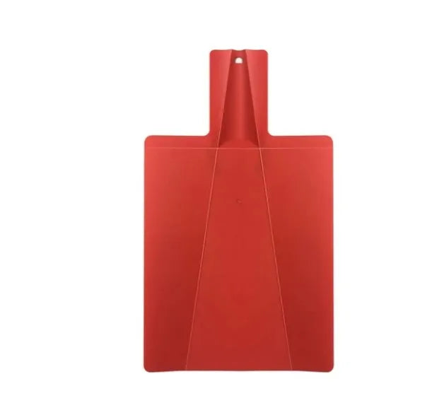 Green folding plastic cutting board 37.5cm x 21cm with non-slip texture and hanging hole on a kitchen counter