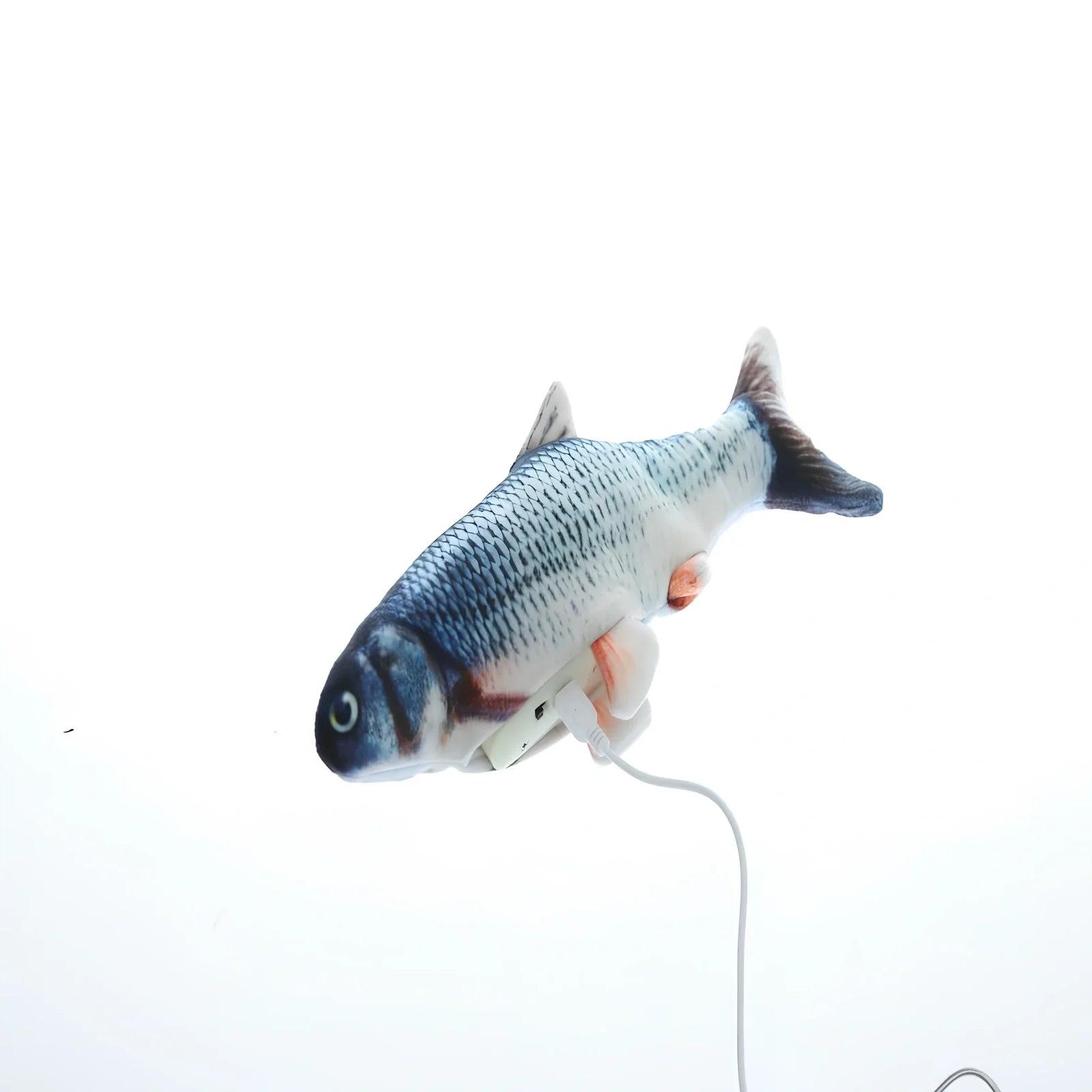 Electric flopping fish cat toy in clownfish design, 30cm long, USB rechargeable with touch sensor for play activation