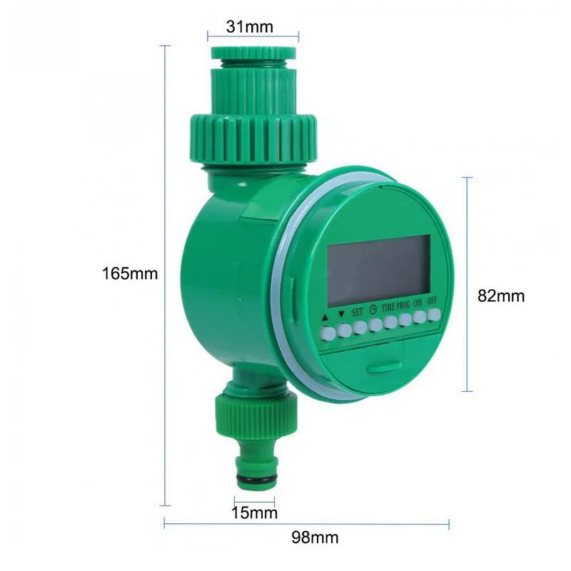 Green automatic watering timer for drip irrigation systems with programmable controls