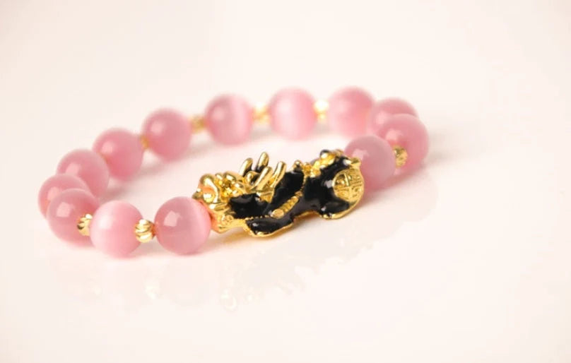 3D Gold Plated Pixiu Bracelet with temperature sensitive colour changing crystal