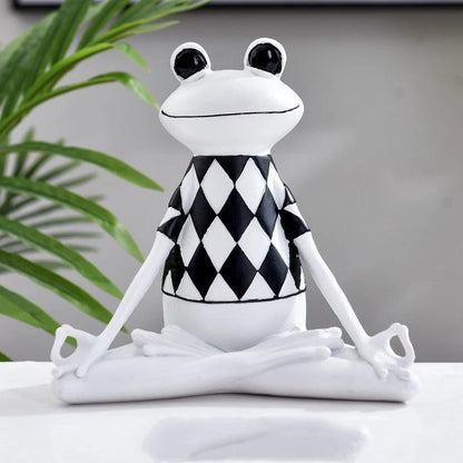 Handcrafted Yoga Frog Figurine in environmental resin with metal atmosphere light