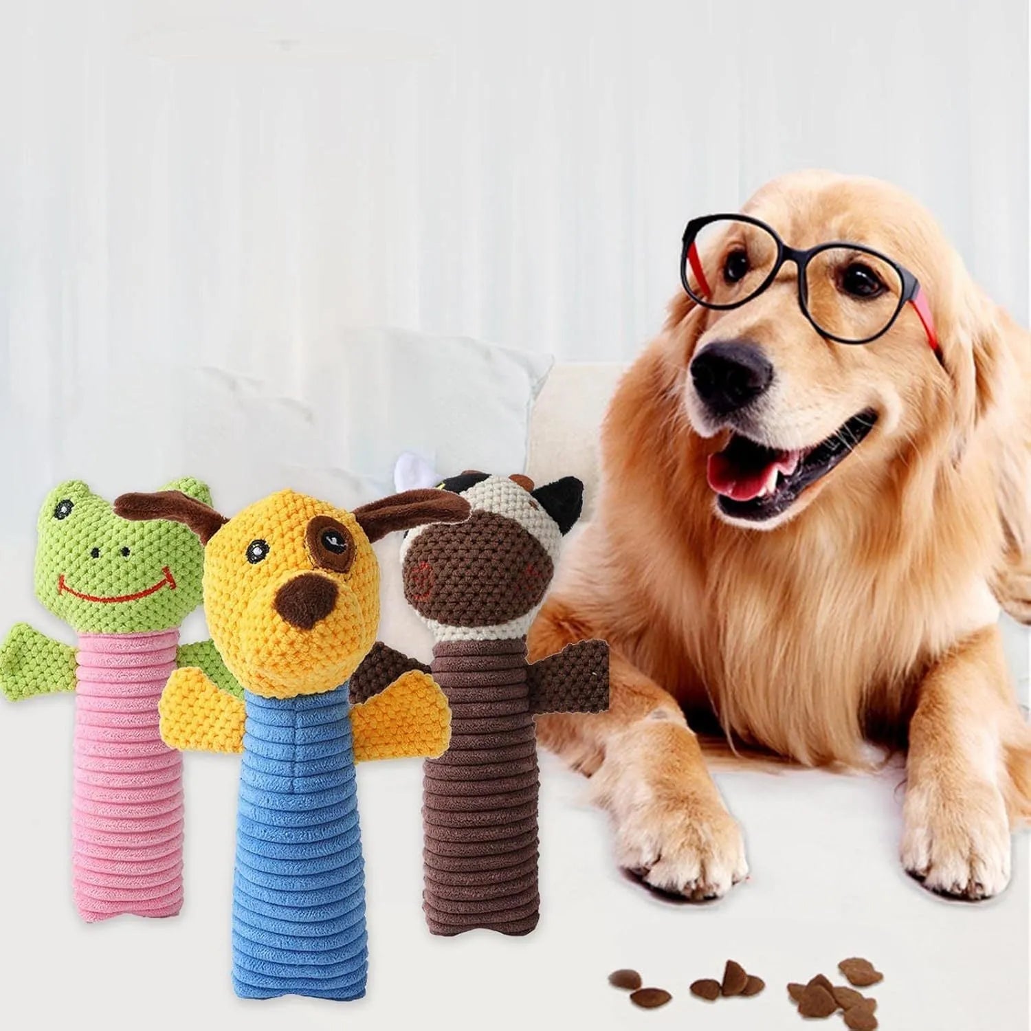 19cm squeaky stuffed animal dog chew toy in animal shapes with soft cleaning texture