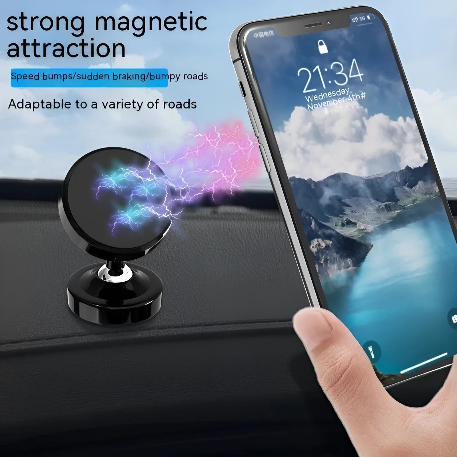 Dot magnetic car phone holder with air vent mount in multiple colour options