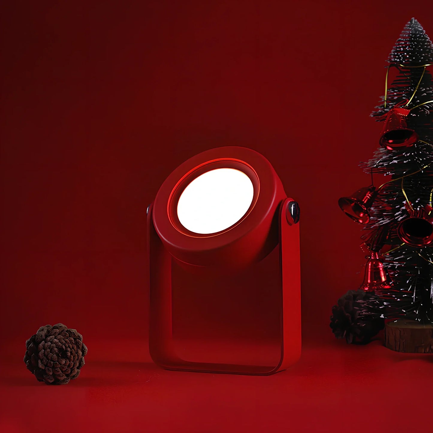 USB rechargeable lantern night light with touch dimming and 360-degree rotation in white finish