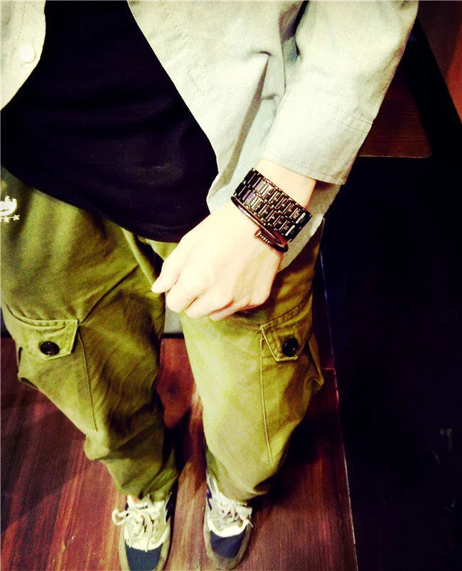 LED digital wristwatch with alloy strap in silver and black options