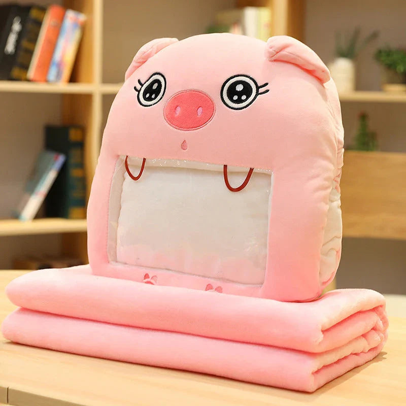Winter hand warmer pillow with blanket and mobile phone holder in various styles