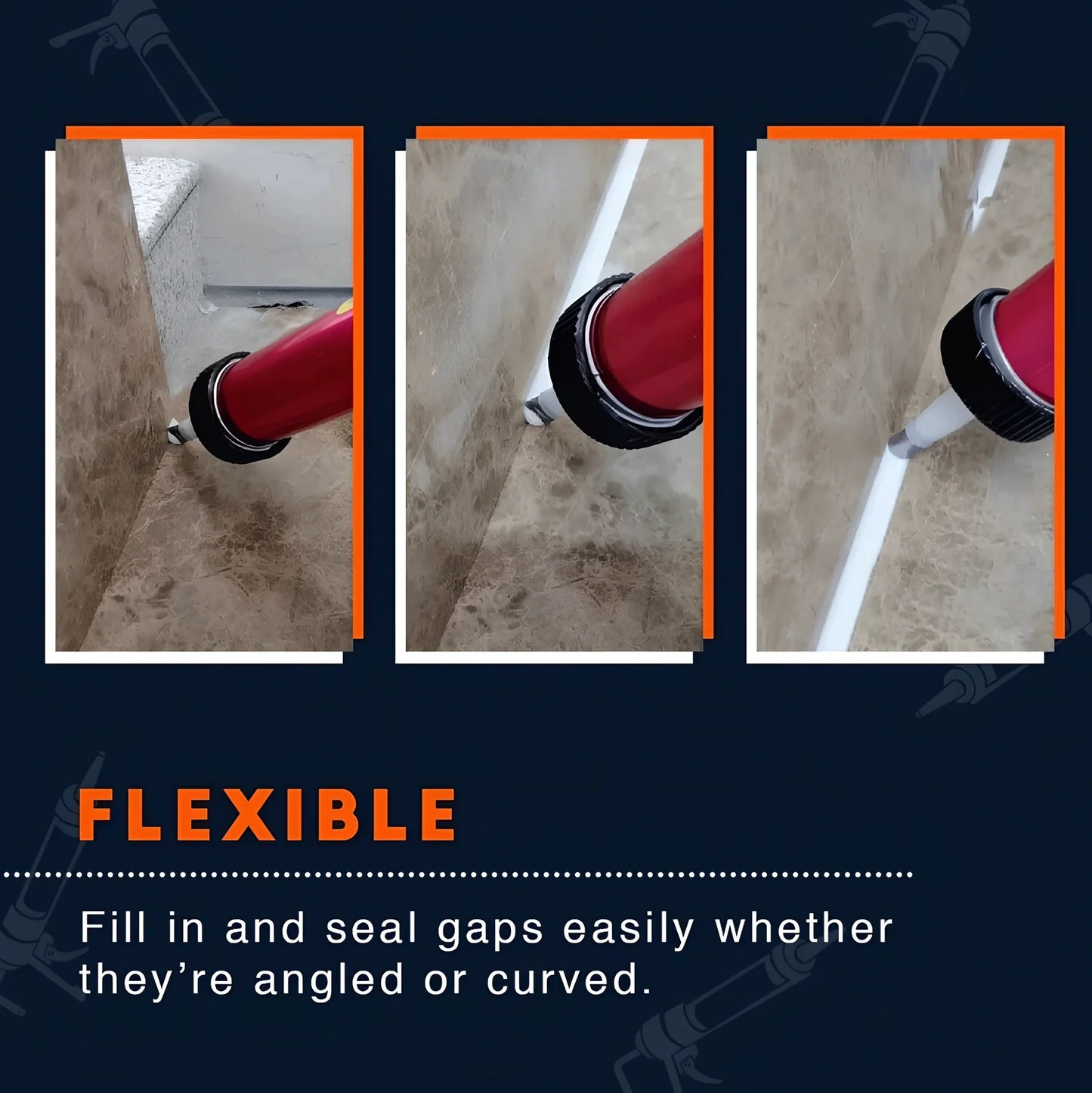 Stainless steel caulking nozzle applicator tool with 14 nozzles sized 5mm to 35mm for precise gap sealing