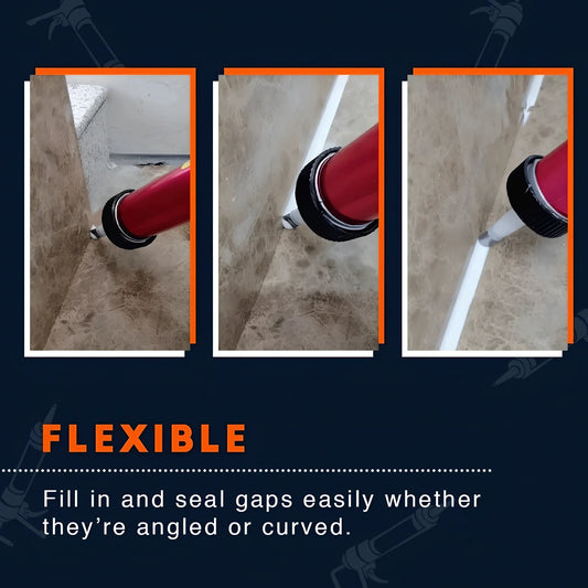 Stainless steel caulking nozzle applicator tool with 14 nozzles sized 5mm to 35mm for precise gap sealing