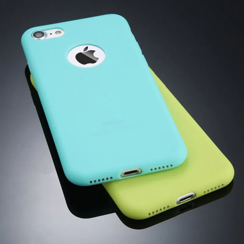 Soft silicon TPU phone case in a candy colour for a compatible Apple iPhone model.