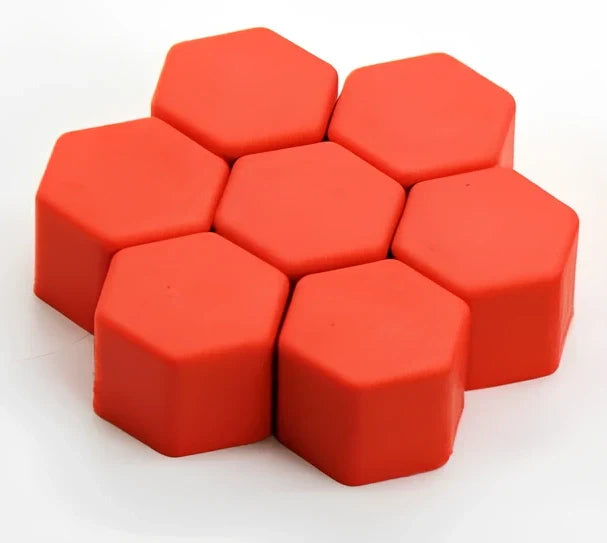 Green silica gel hub screw caps fitting 19mm car wheel bolts, 6.5 x 4 x 1.5 cm size, 20 sets for rust protection