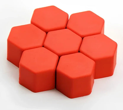 Green silica gel hub screw caps fitting 19mm car wheel bolts, 6.5 x 4 x 1.5 cm size, 20 sets for rust protection