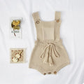 Knitted cotton jumpsuit for babies in khaki, pullover style, triangle climbing design, sizes 66-90cm