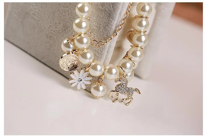 Pearl Flower Bracelet with adjustable clasp and floral motif
