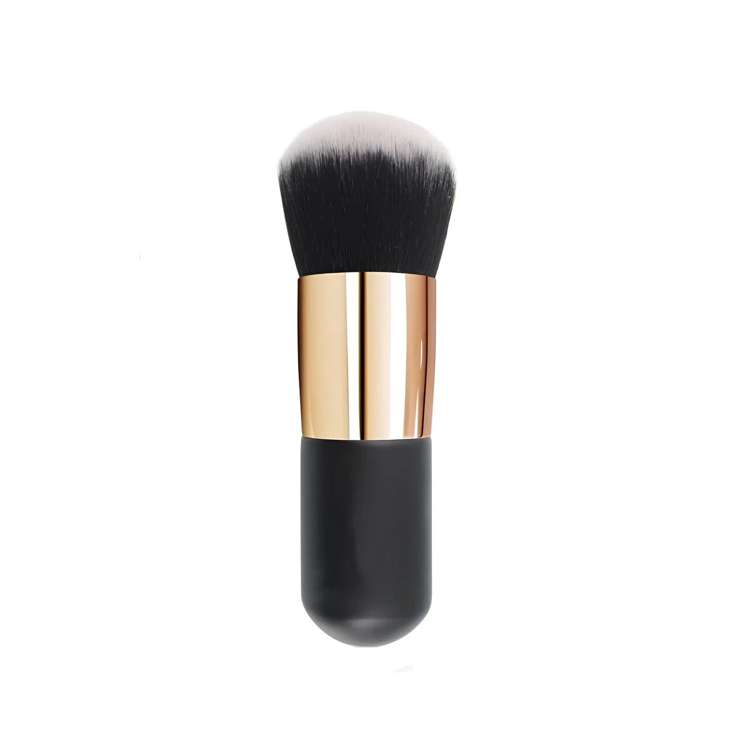 Chubby pier makeup brush in black silver with 2cm rayon bristles and 11cm wooden handle for foundation