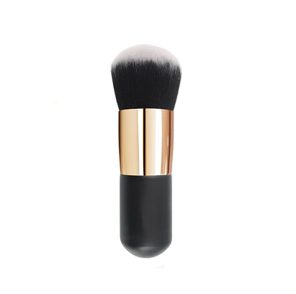 Chubby pier makeup brush in black silver with 2cm rayon bristles and 11cm wooden handle for foundation