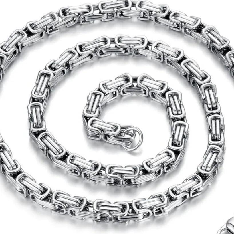 Stainless steel punk necklace in steel colour with 5mm chain and 55cm length
