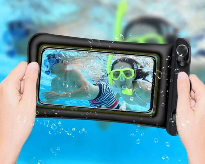Transparent waterproof phone pouch with neck rope in multiple colour options