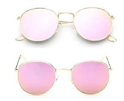Women's retro sunglasses with metal frame and round design in various colours