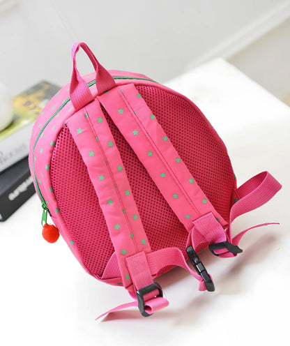 Cute cartoon bear toddler anti-lost backpack in navy striped pattern, small 20L size with double straps and rope buckle for safety