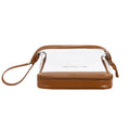 Double layer cloud transparent steel wire cosmetic bag in PU leather, with visible contents, four color options, compact size for travel