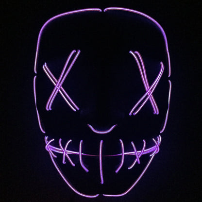 Halloween LED Glowing Full Face Mask with adjustable light modes and voice control feature