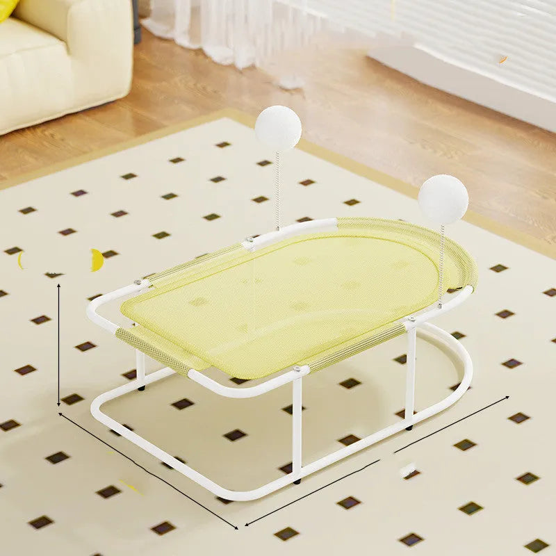 Large grey fabric cat kennel bed with breathable cage design
