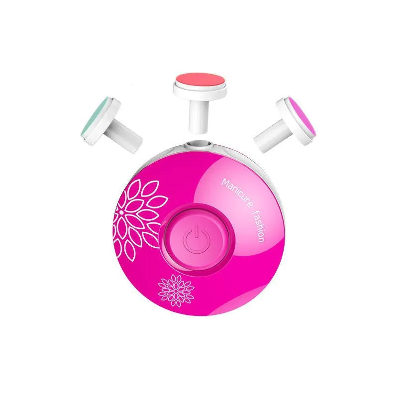 Baby electric nail polisher set in red or green with interchangeable grinding heads for infant and adult grooming