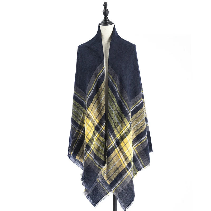 Women's double-sided Qicaigei scarf shawl in imitation cashmere, 140x140cm
