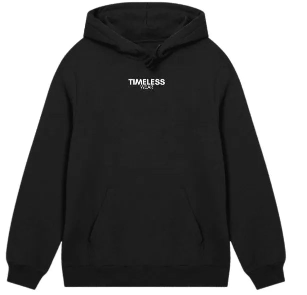 Men's heavyweight washed vintage loose pullover hoodie in black, top stitched patch pocket, polyester, autumn wear
