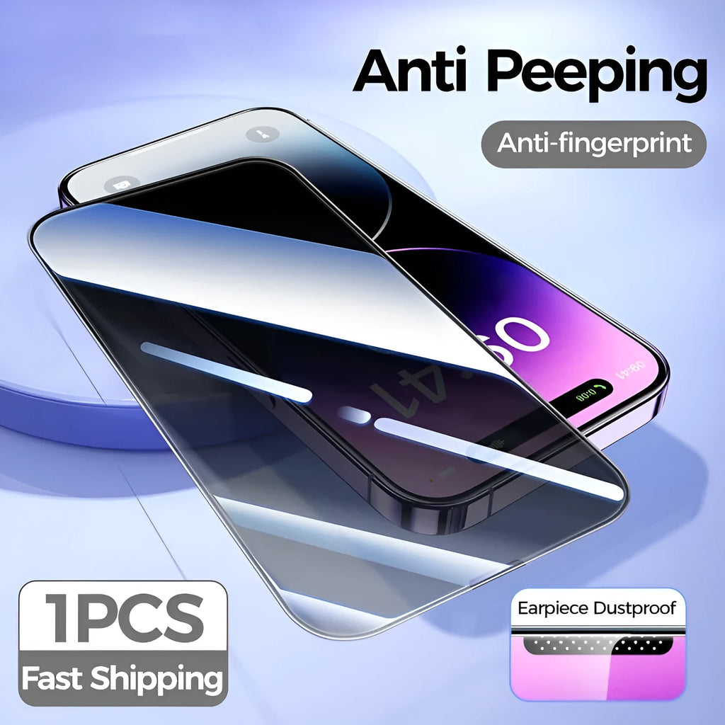 Tempered glass screen protector with anti fingerprint and anti peep features for iPhone