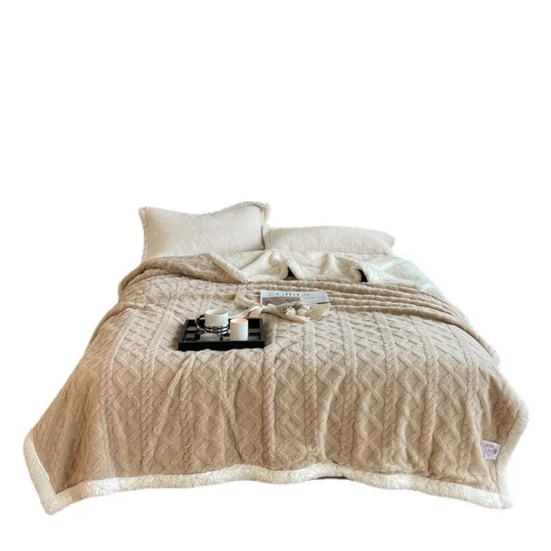 Polyester thermal flannel winter blanket in tea green colour measuring 180x200 cm
