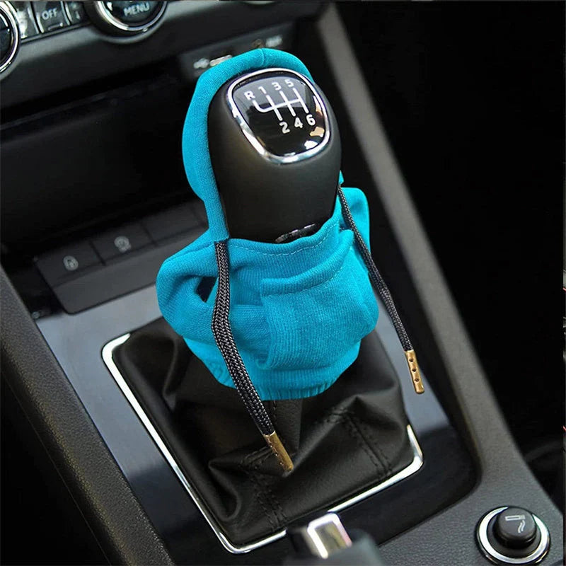 Universal gear knob cover hoodie in pure cotton for car interior personalisation