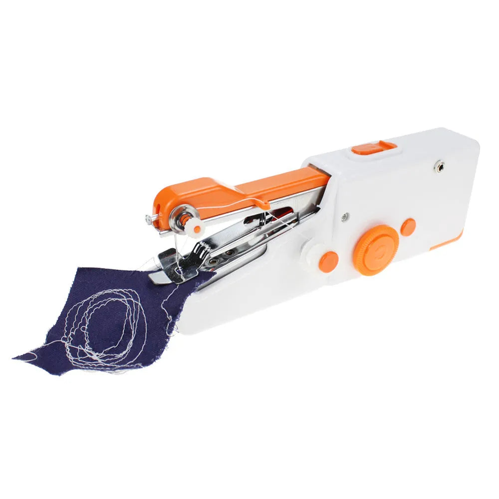 Portable handheld mini electric sewing machine in black with ABS alloy body, 20x7x3cm, single-stitch for home fabrics