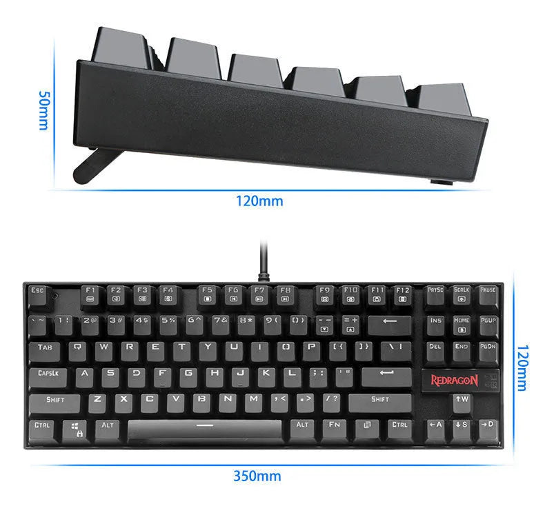 Monochrome luminous wired mechanical gaming keyboard set with green axis switches, aluminium alloy frame, black finish, includes mouse, mouse pad, and headphones