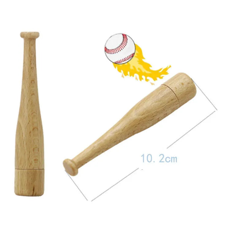 Baseball bat shaped wooden USB flash drive on a surface