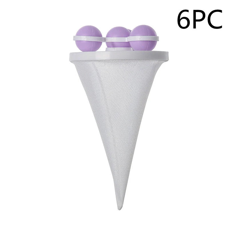 Ultra-fine mesh washing machine lint catcher in purple, blue, and pink for effective hair and lint removal