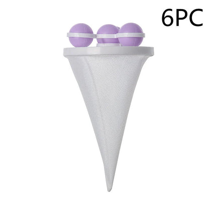 Ultra-fine mesh washing machine lint catcher in purple, blue, and pink for effective hair and lint removal