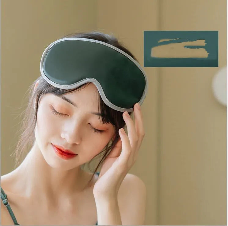 Portable eye SPA mask with steam massage goggles in green or pink with suede finish and USB charging cable