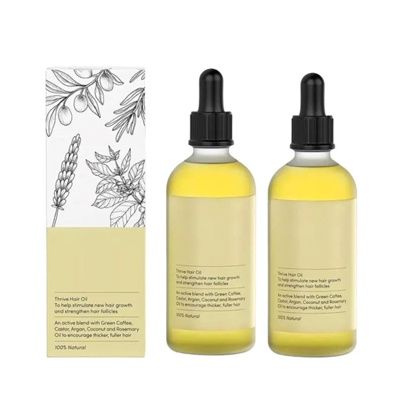 Yellow liquid rosemary essential hair oil in 60ml bottle for damaged hair treatment