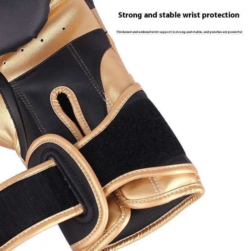 Professional PU boxing gloves for Sanda and combat training in multiple weight and colour options.