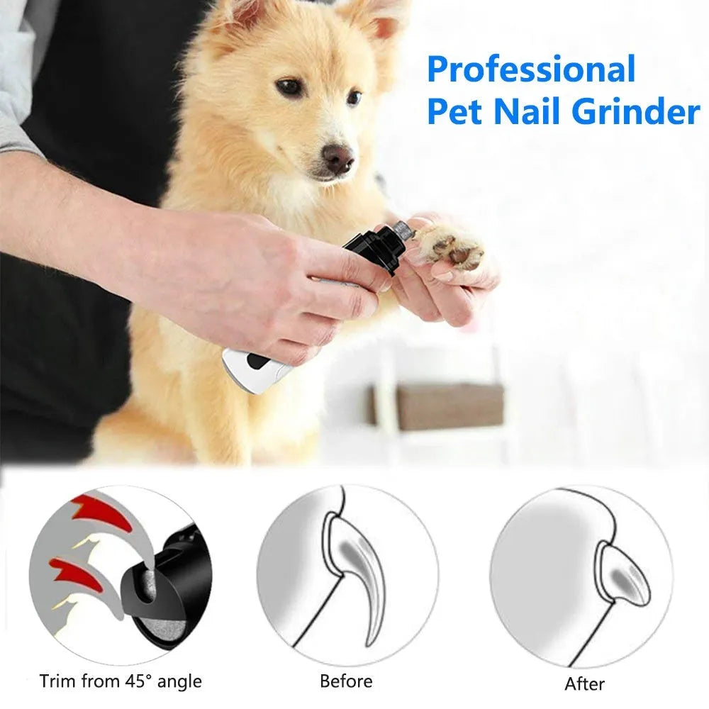 Black automatic electric nail trimmer for dogs with speed settings and LED display.