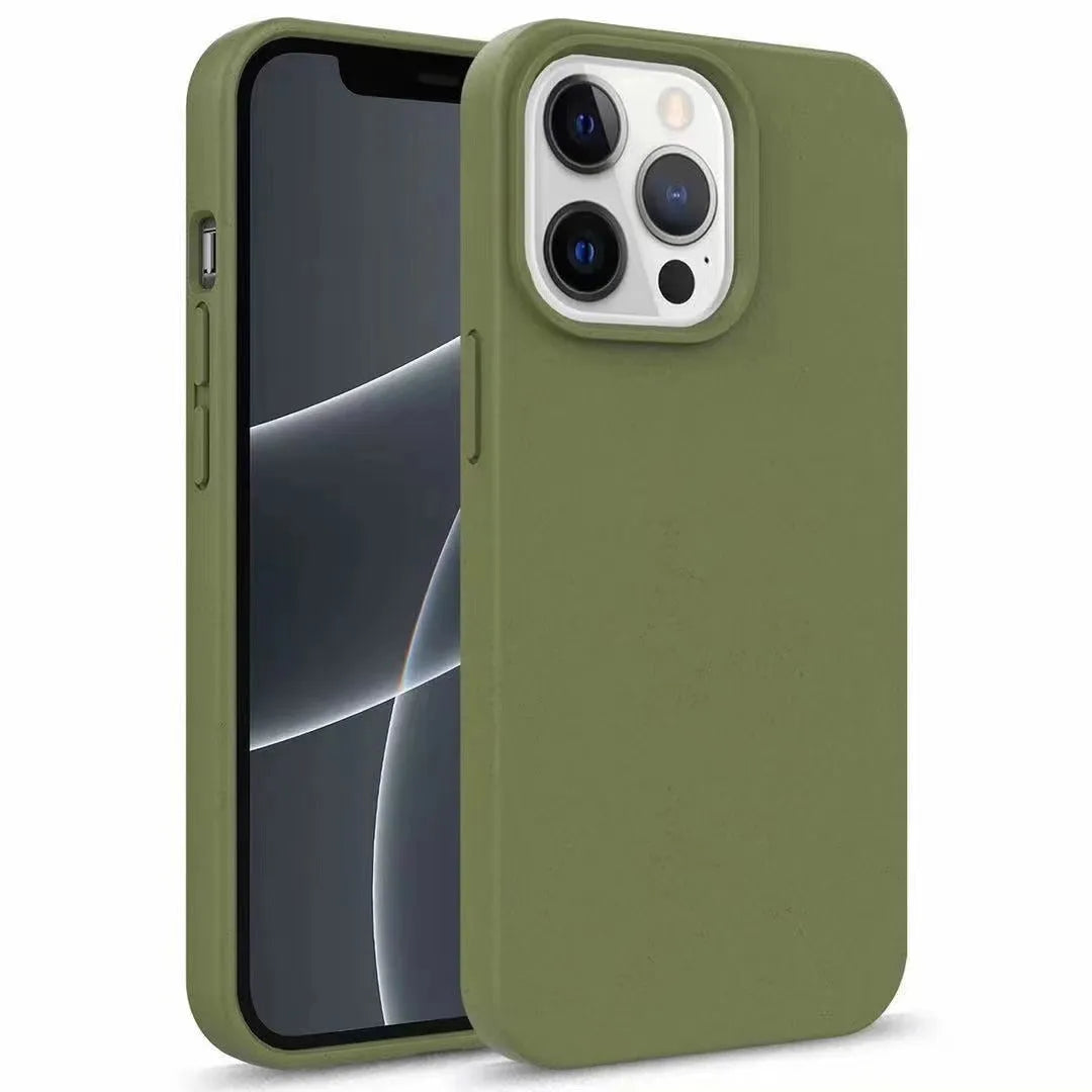 Compostable wheat straw phone case for iPhone, slim back cover in solid colour with TPU edge