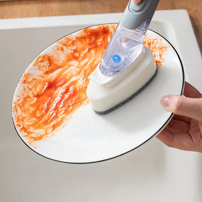 Versatile Kitchen Cleaning Brush with Long Handle - Dual-headed design for efficient cleaning of pots, pans, windows, and more