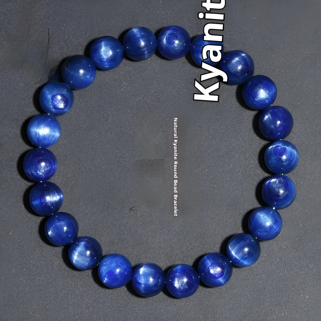 Natural blue crystal ball bracelet with geometric ruyi symbol design in polished 7A grade crystal